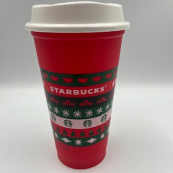 NEW Starbucks Christmas Cups Set Of 3 Red Day And Holiday 16 Oz Reusable W/ Lids - Picture 7 of 8